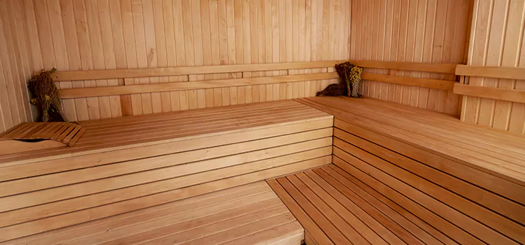 Spruce Wood Sauna Interior Construction in Niagara Falls, Ontario